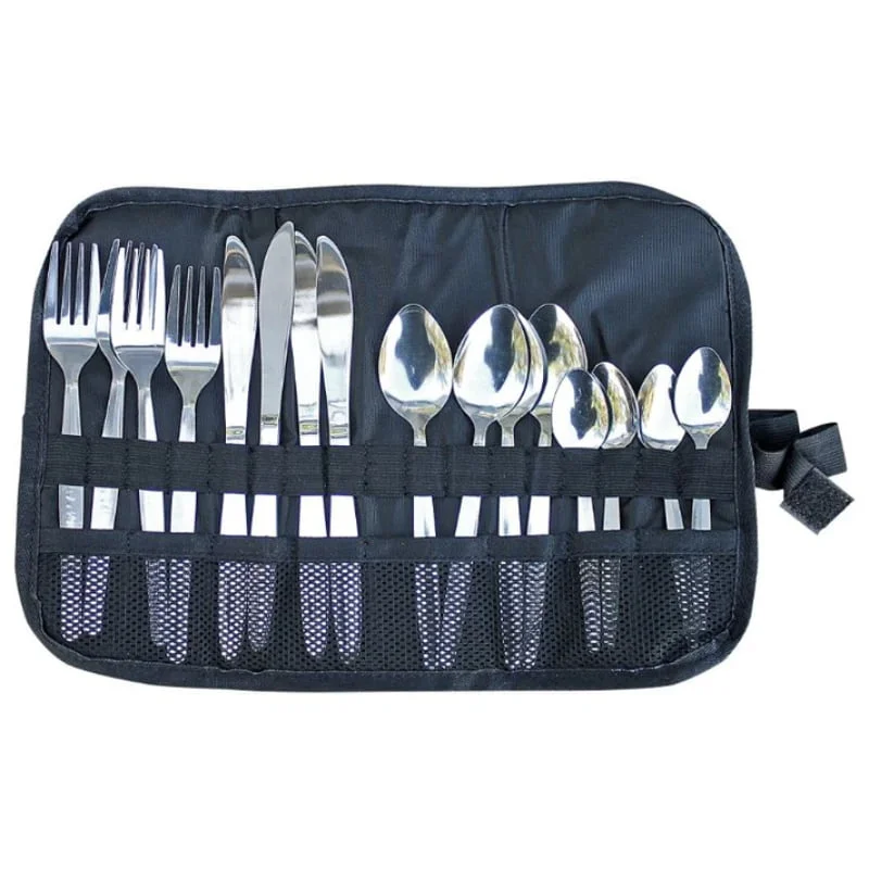 Camp Cover Cutlery Roll-Up Compact 4 Set - Charcoal