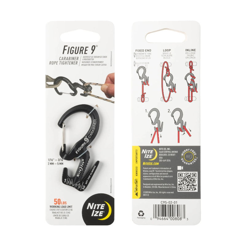 Nite Ize Figure 9 Carabiner Rope Tightener - Small Black