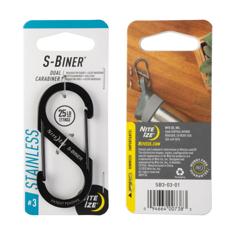 Nite Ize S-Biner Stainless Steel Double Gated Carabiner No.3 Black