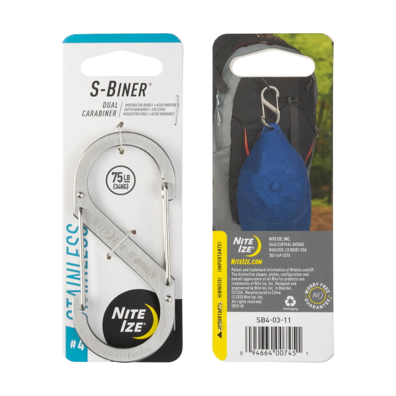 Nite Ize S-Biner Stainless Steel Double Gated Carabiner No.4 Stainless