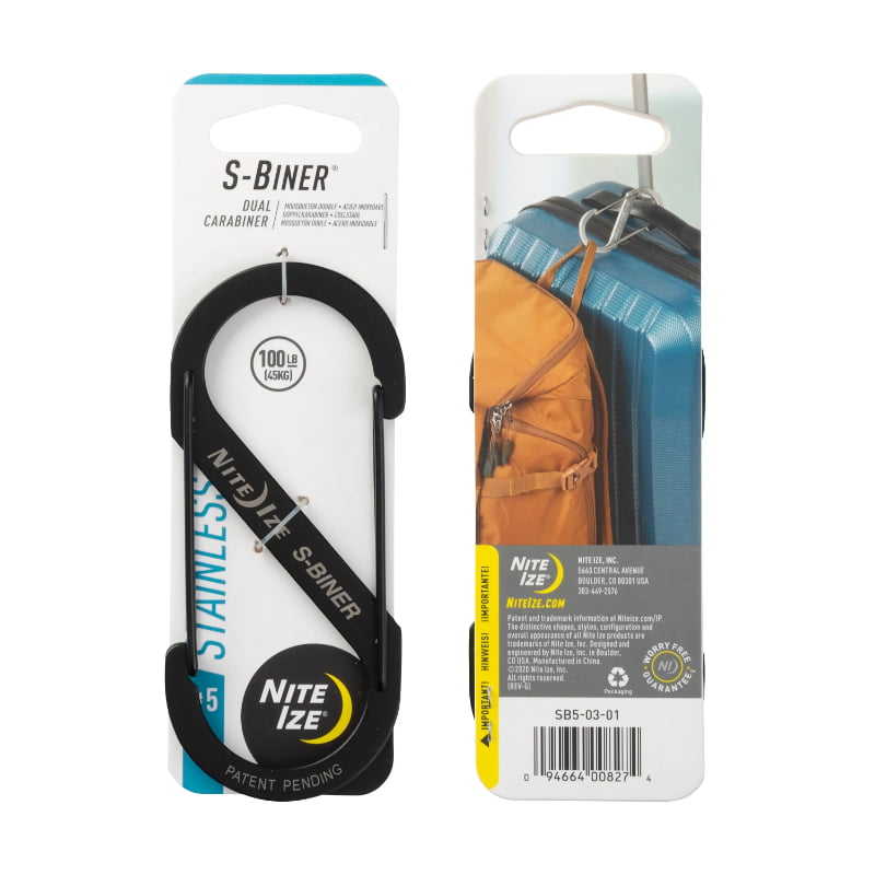 Nite Ize S-Biner Stainless Steel Double Gated Carabiner No.5 Black